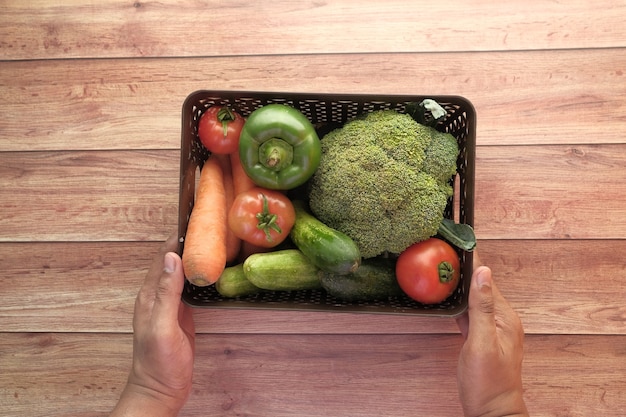 Healthy food selection with fresh vegetables in a box