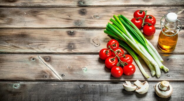 Healthy food Variety of organic vegetables and mushrooms