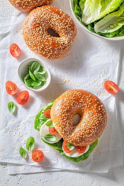 Healthy and fresh bagels for healthy breakfast