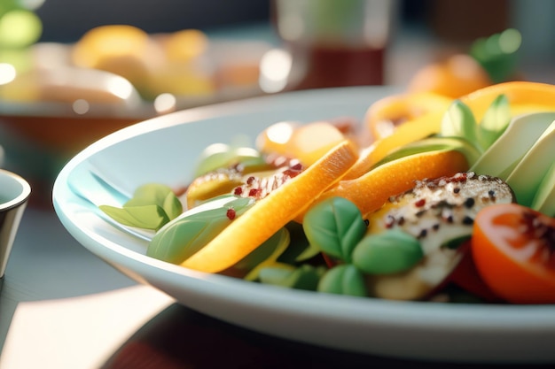 здоровый свежий фруктовый салат в миске на столе здоровый свежый фруктовой салат в тарелке на столе