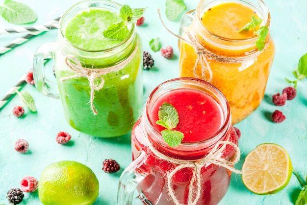 Healthy fresh fruit and veggie smoothies 