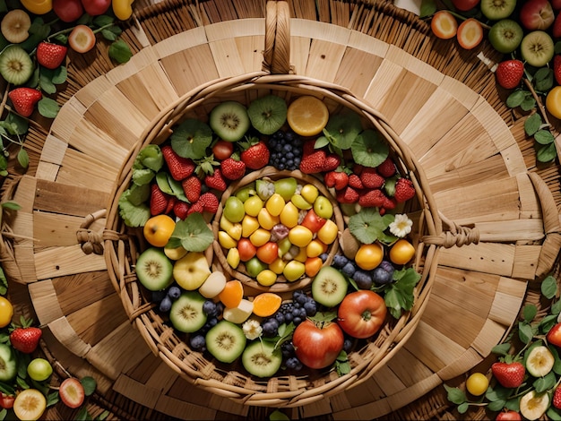 Healthy fresh fruits in a basket