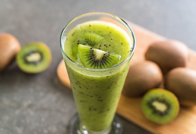 Healthy fresh kiwi smoothie in glass