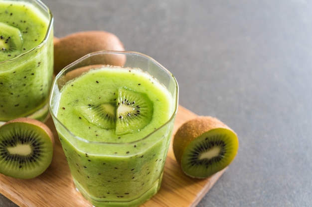 Healthy fresh kiwi smoothie in glass