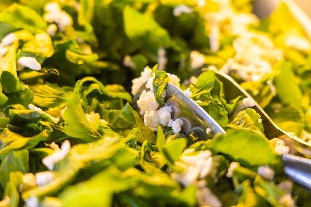 Healthy fresh salads at a hotel buffet