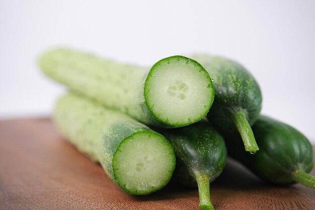 Photo healthy and fresh tasty vegetables cucumber