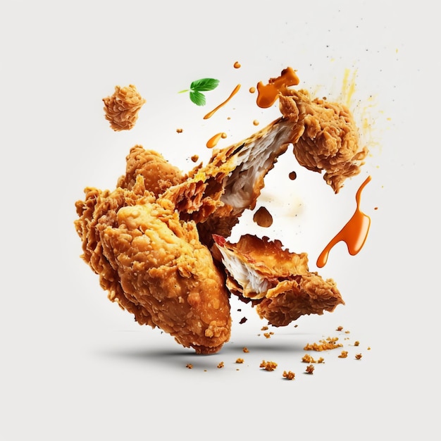 Photo healthy fried chicken,white background