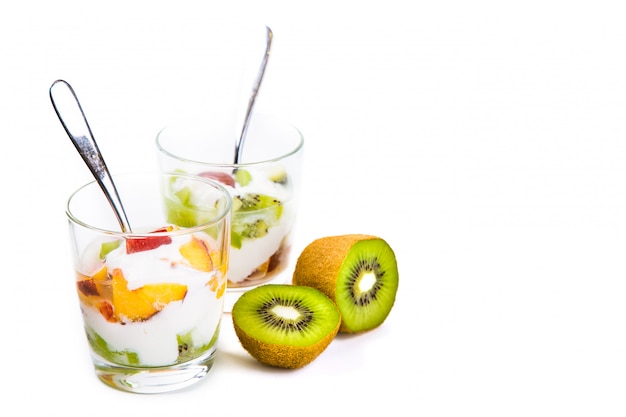 Healthy fruit salad with yoghurt