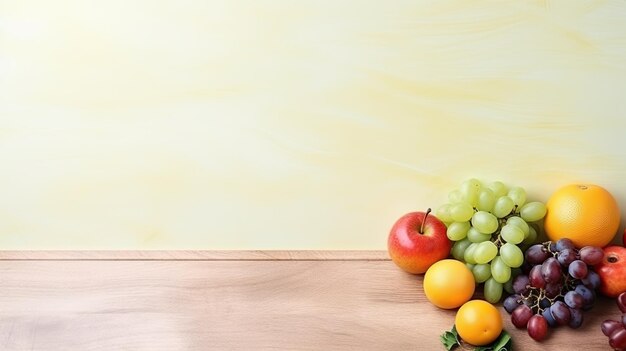 healthy fruit on table with copyspace