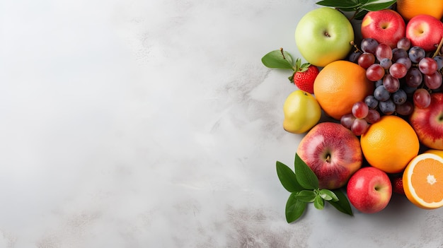 healthy fruit on table with copyspace