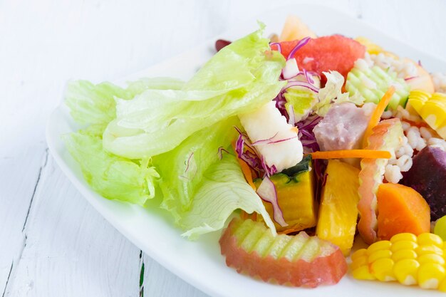 Healthy fruit and vegetable salad