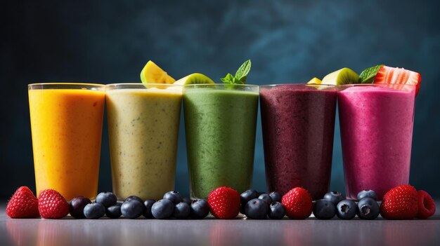 Healthy fruit and vegetable smoothies