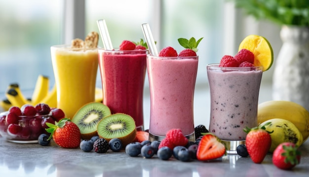 Healthy fruit and vegetable smoothies