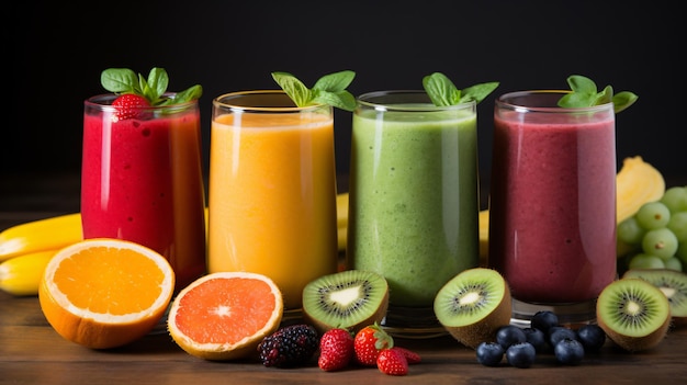 Photo healthy fruit and vegetable smoothies