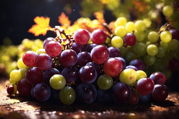 Healthy fruits Red wine grapes background