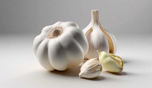 Healthy garlic cloves isolated vegetables white background AI Generated image