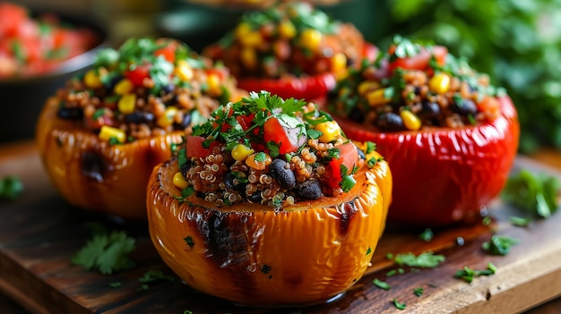 Healthy Gourmet Delicious Stuffed Bell Pepper Plate