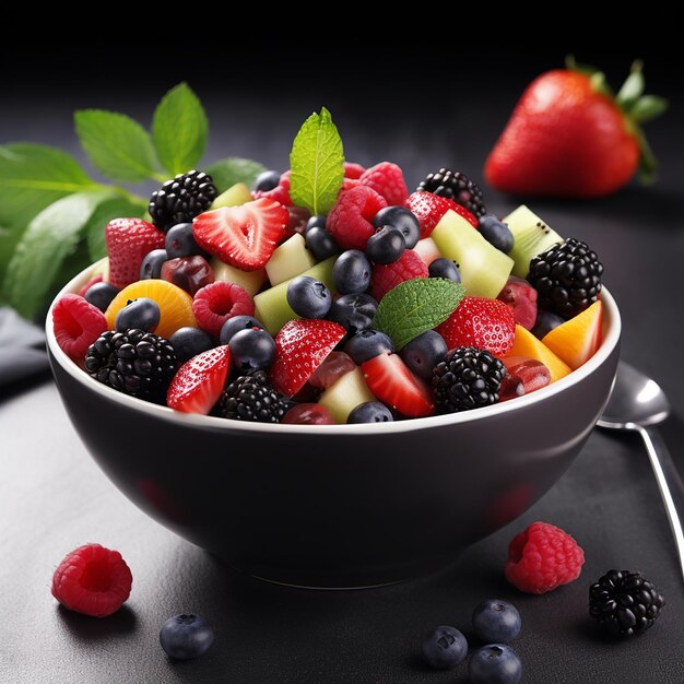Healthy Gourmet Fruit Salad with Organic Berries Generative
