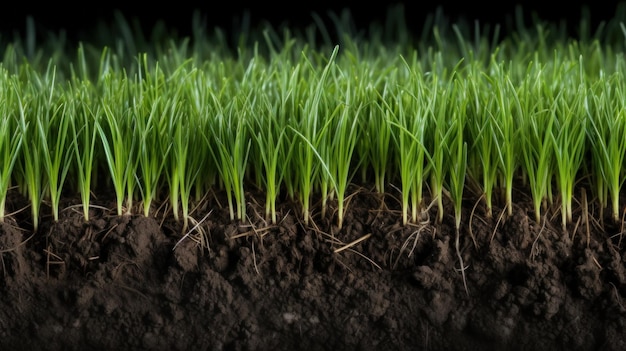 Healthy grass in soil pattern AI generated