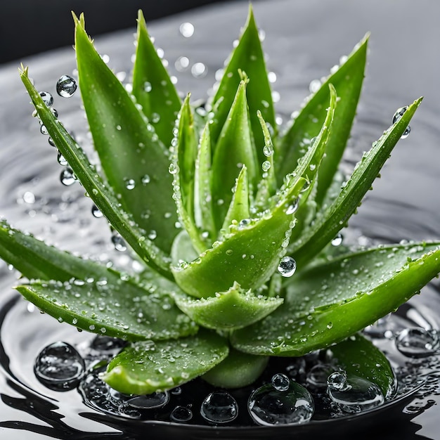 Healthy green aloe vera plants