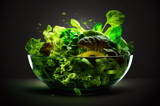 Healthy green salad in bowl