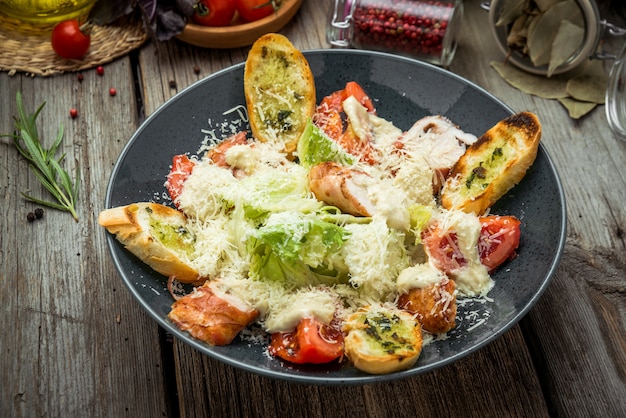 Healthy Grilled Chicken Caesar Salad with Cheese