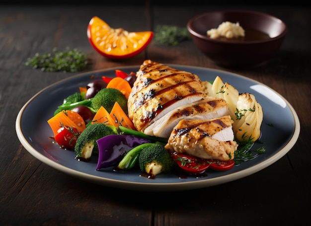 Healthy grilled chicken with vegetables