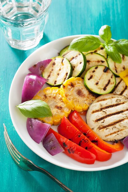 Healthy grilled vegetables on plate