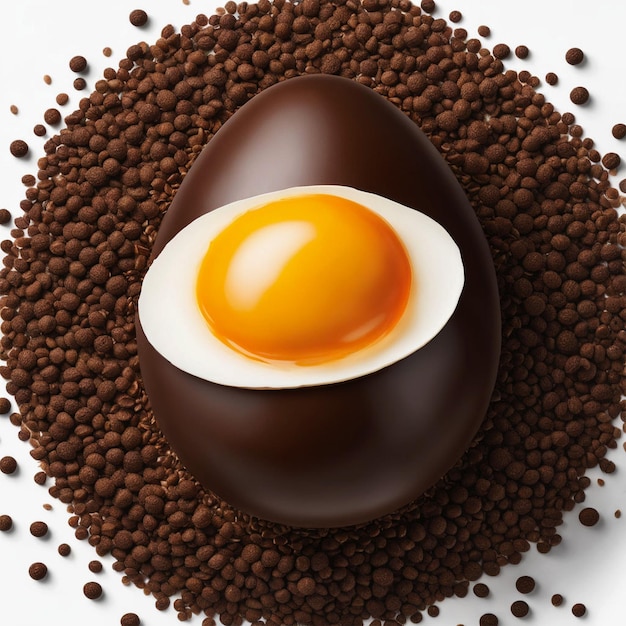 Healthy half egg shape tasty dark chocolate generated by ai