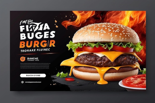 写真 健康的なハンバーガーやピザのオンライン販売プロモーションの表紙