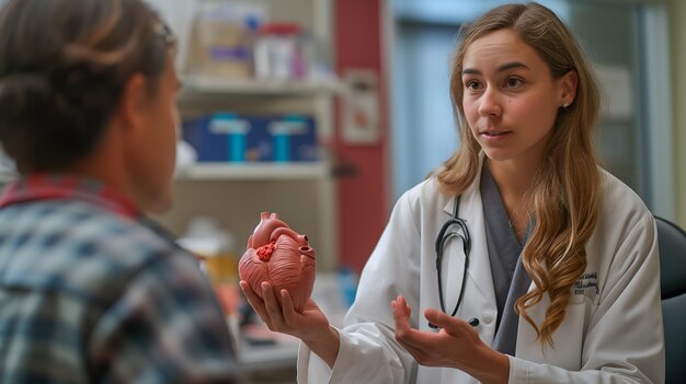 Healthy Heart Talk Doctor Explains with Model in Hand