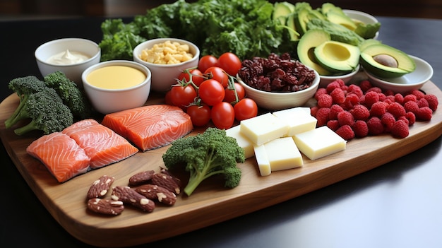 Foto piani di dieta sana e ricca di proteine