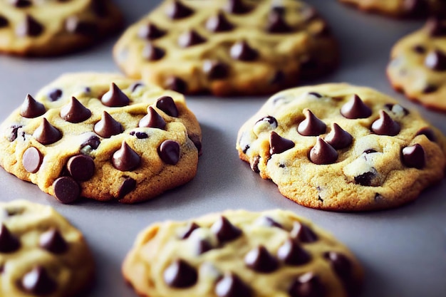 Healthy homemade cakes Oatmeal cookies with drops and pieces of chocolate