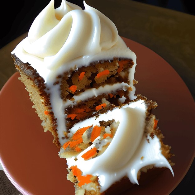 Healthy homemade Carrot Cake with fruits and cream Generative AI