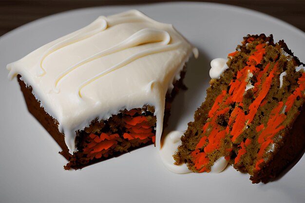 Здоровый домашний морковный торт с фруктами и сливками Генеративный ИИ