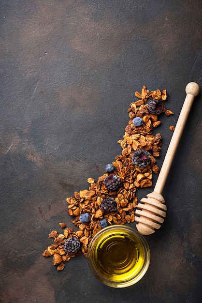 Healthy homemade granola with honey