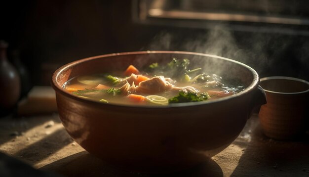 Healthy homemade stew cooked with fresh vegetables generated by AI