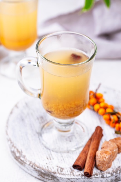 Healthy hot sea buckthorn tea