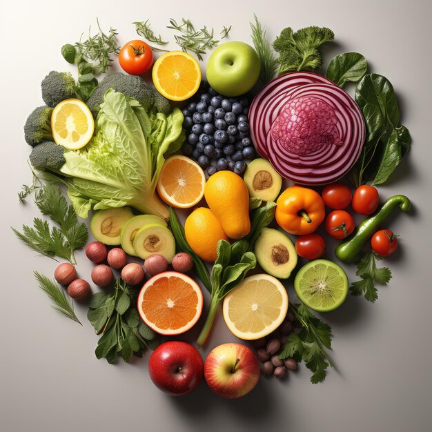 A healthy human heart made of fruits and vegetable