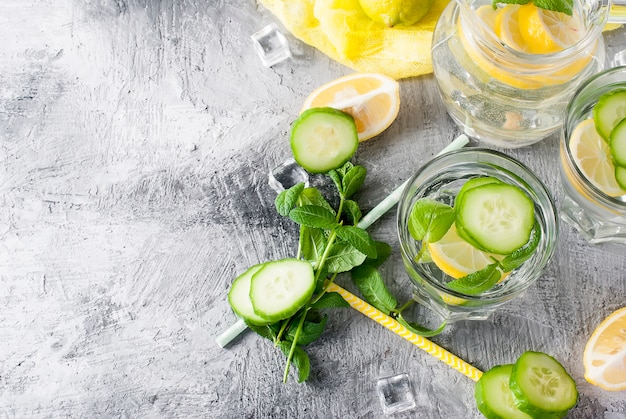 Healthy infused citrus sassi water with Lemon and cucumber 