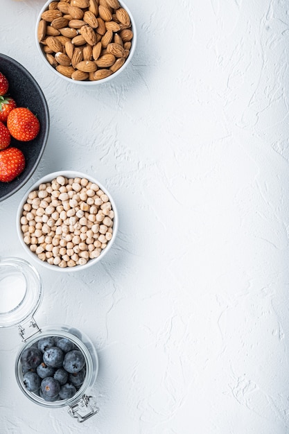 Healthy ingredients on wooden background