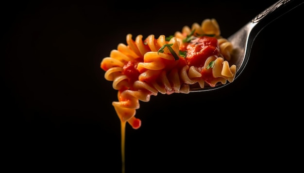 Foto pasta italiana sana con frutti di mare e ingredienti biologici freschi generati dall'intelligenza artificiale