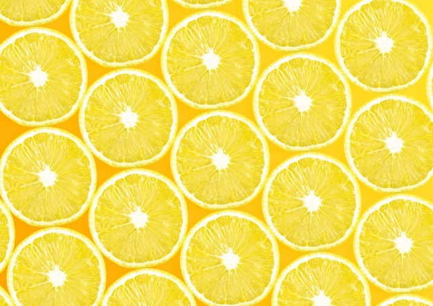 healthy lemon slices yellow background