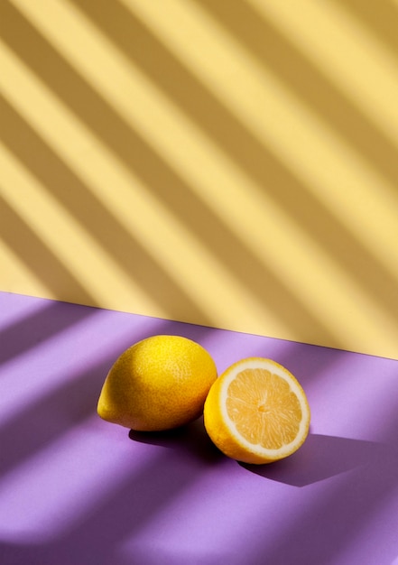 Photo healthy lemons arrangement high angle