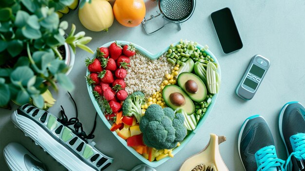 Foto concetto di stile di vita sano mangiare cibo pulito buona salute dieta generativa ai.