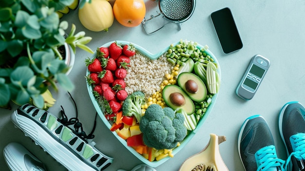 Foto concetto di stile di vita sano mangiare cibo pulito buona salute dieta generativa ai