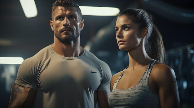 Healthy Lifestyle Man and Girl Training Together