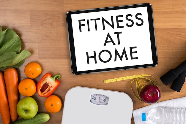 Photo healthy lifestyle, sports and fitness at home