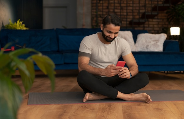 Foto stile di vita sano sostenuto a casa