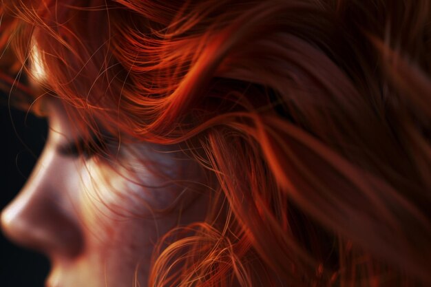 Photo healthy lustrous red hair close up